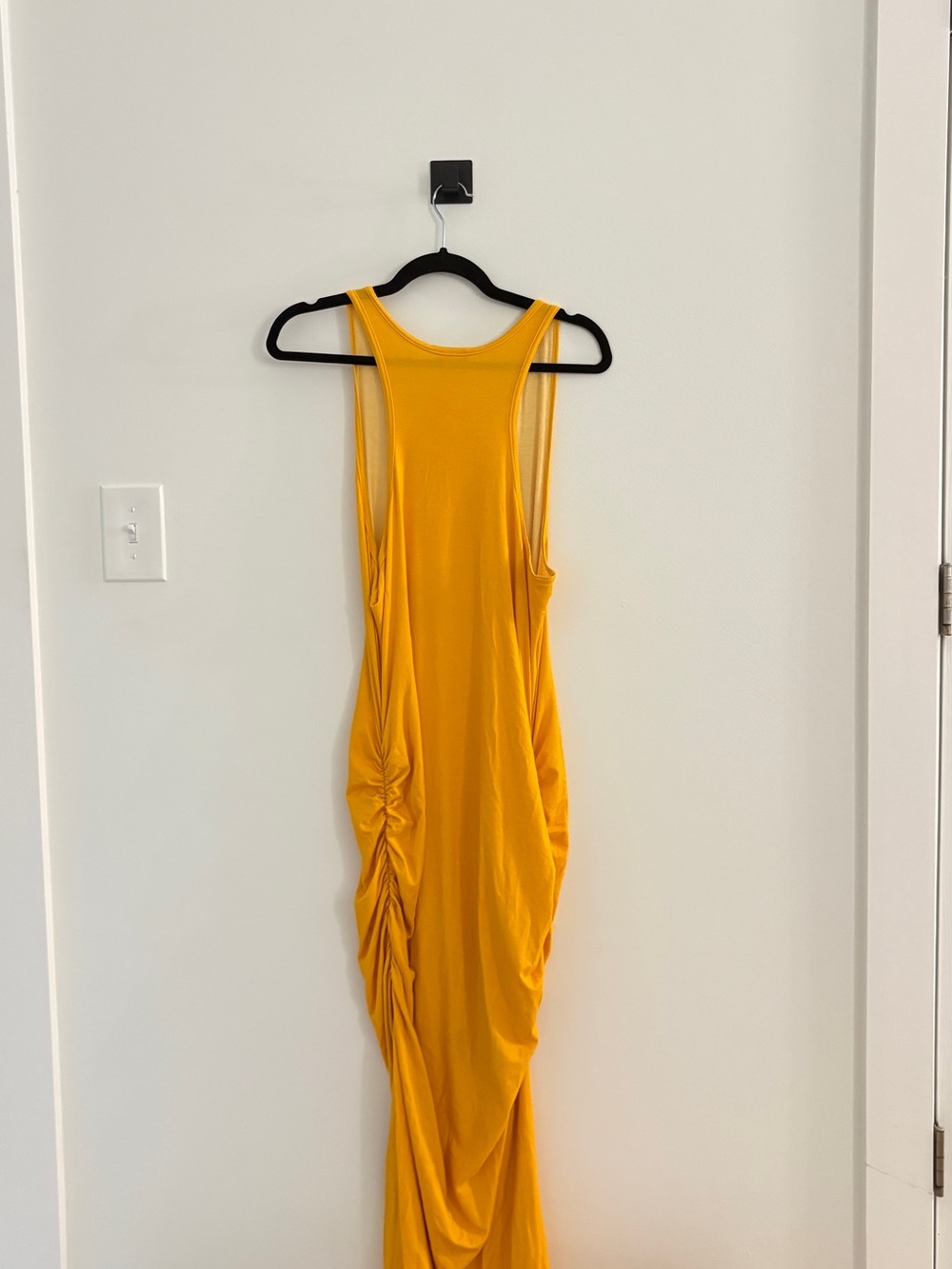 Sleeveless Ruched Maxi Dress in Mustard Yellow